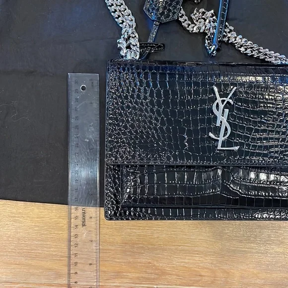 Saint Laurent Sunset Medium Crocodile-Embossed Crossbody Bag - Picture 10 of 11